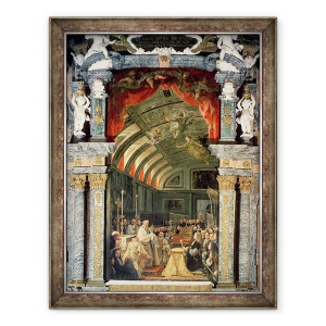 Tablou inramat - Claudio Coello - Sfanta impartasanie a lui Carol al II-lea 1661-1700 si a Curtii sale, 70 x 90 cm
