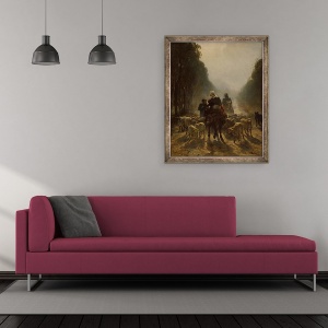 Tablou inramat - Constant-Emile Troyon - Drumul spre piata, 50 x 60 cm - Img 2