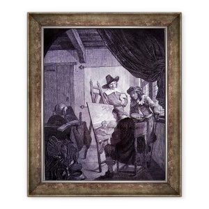 Tablou inramat - Cornelis Bega - Patronul si Pictorul, dupa o pictura din secolul al XVII-lea de Cornelis Bega, 50 x 60 cm