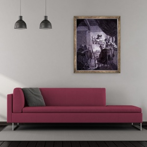 Tablou inramat - Cornelis Bega - Patronul si Pictorul, dupa o pictura din secolul al XVII-lea de Cornelis Bega, 50 x 60 cm - Img 2