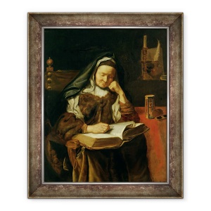 Tablou inramat - Cornelis Bisschop - Batrana Dormit, 70 x 85 cm