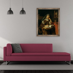 Tablou inramat - Cornelis Bisschop - Batrana Dormit, 70 x 85 cm - Img 2