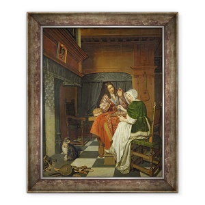 Tablou inramat - Cornelis de Man - Jucatorii de sah, 50 x 60 cm