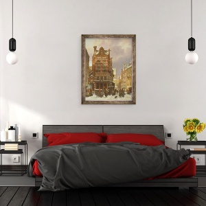 Tablou inramat - Cornelius Springer - Belgia Street Scene, 70 x 90 cm - Img 3