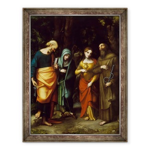 Tablou inramat - Correggio - Sfintii Petru, Marta, Maria Magdalen si Leonard, 70 x 90 cm