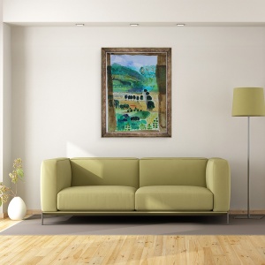 Tablou inramat - Cosima Duggal - Vizualizarea campurilor din fereastra, 70 x 90 cm - Img 2
