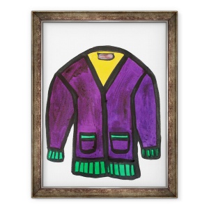 Tablou inramat - Daisy de Villeneuve - Cardigan mov, 60 x 80 cm