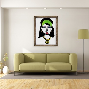 Tablou inramat - Daisy de Villeneuve - Fata cu banda verde, 60 x 80 cm - Img 2