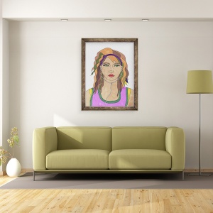 Tablou inramat - Daisy de Villeneuve - Fata cu ochi verzi, 70 x 90 cm - Img 2