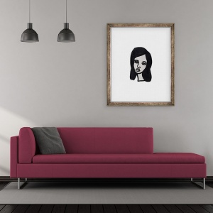 Tablou inramat - Daisy de Villeneuve - Fata cu Par inchis, 70 x 85 cm - Img 2