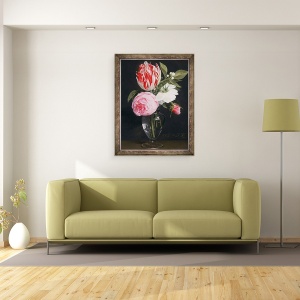 Tablou inramat - Daniel Seghers - Flori intr-o vaza de sticla, 60 x 80 cm - Img 2