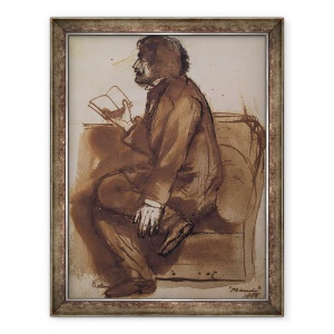 Tablou inramat - Dante Gabriel Charles Rossetti - Tennyson citind Maud, 60 x 80 cm