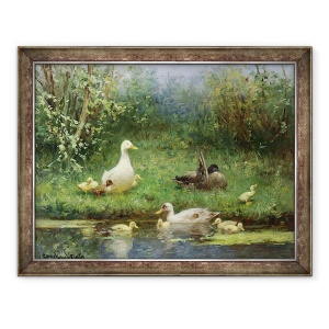 Tablou inramat - David Adolph Constant Artz - Rate pe malul unui rau, 60 x 80 cm