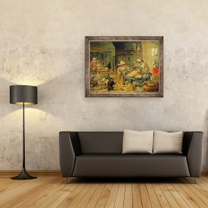 Tablou inramat - David Teniers the Younger - Monkey Banquet, 70 x 90 cm - Img 2