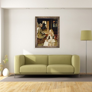 Tablou inramat - Diego Rodriguez de Silva y Velazquez - Las Meninas, detaliu al Infanta Margarita si servitoarea ei, 70 x 90 cm - Img 2