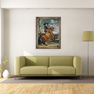 Tablou inramat - Diego Rodriguez de Silva y Velazquez - Portretul ecvestru al lui Don Gaspar de Guzman 1587-1645 Conte-Duce de Olivares, 70 x 90 cm - Img 3