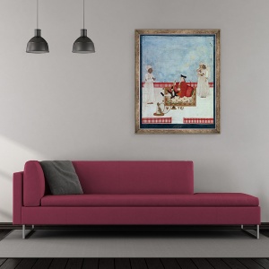 Tablou inramat - Dip Chand - Un european asezat pe o terasa cu insotitori, 50 x 60 cm - Img 2