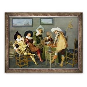 Tablou inramat - Dirck Hals - Cavaliers intr-o taverna, 70 x 90 cm