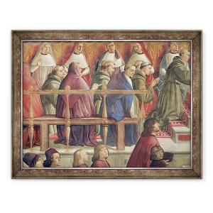 Tablou inramat - Domenico Ghirlandaio - Aprobarea Ordinului de catre Papa Honorius III, 60 x 80 cm