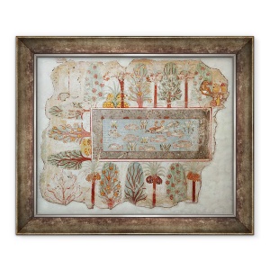 Tablou inramat - Egyptian 18th Dynasty - Gradina unei proprietati private cu piscina ornamentala, parte a picturii murale din Mormantul lui Nebamun, Teba, Noul Regat, 50 x 60 cm