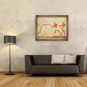 Tablou inramat - Egyptian 6th Dynasty - Macelari sacrificarea unui bou, scutire din mormantul printesei Imut, Vechiul Regat, 60 x 80 cm - Img 2