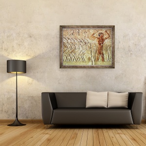 Tablou inramat - Egyptian 6th Dynasty - Trupa de magari, din Mastaba lui Mereruka, 60 x 80 cm - Img 2