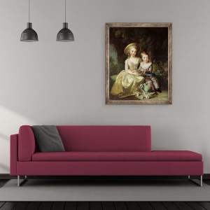 Tablou inramat - Elisabeth Louise Vigee-Lebrun - Portrete infantile cu Marie-Tereza Charlotte a Frantei 1778-1851, viitoarea Ducesa de Angouleme si Louis-Joseph-Xavier al Frantei, 50 x 60 cm - Img 2