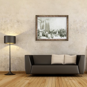 Tablou inramat - Emile Lassalle - Napoleon I 1769-1821 Vizitand Studioul lui David 1748-1825, 4 ianuarie 1808, 60 x 80 cm - Img 2