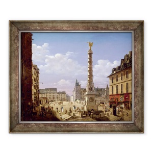 Tablou inramat - Etienne Bouhot - Fantana din Place du Chatelet, Paris, 70 x 85 cm