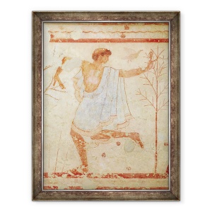 Tablou inramat - Etruscan - Dansator intr-o tunica albastra din mormantul Tricliniumului, 60 x 80 cm