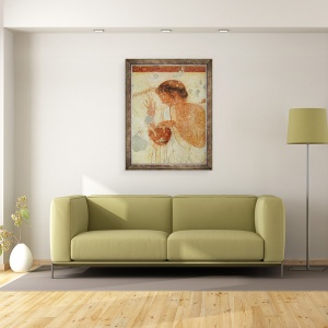 Tablou inramat - Etruscan - Detaliu al muzicianului care canta la titera sau la lira, din Mormantul Tricliniumului, 60 x 80 cm - Img 2