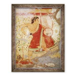 Tablou inramat - Etruscan - Muzician cantand titera, din Mormantul Leoparzilor, 60 x 80 cm