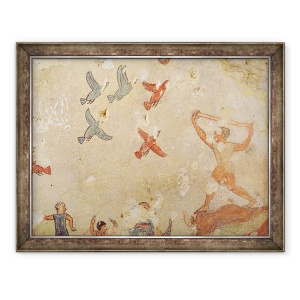 Tablou inramat - Etruscan - Vanator de pasari, din Mormantul Vanatorii si Pescuitul, 70 x 90 cm