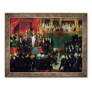 Tablou inramat - Eugene Deveria - Louis-Philippe 1773-1850 este investit ca rege in fata Camerei Deputatilor, 70 x 90 cm