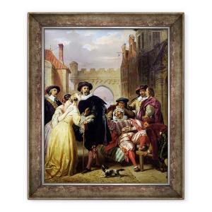 Tablou inramat - Eugene Deveria - Scena finala a lui Les Fourberies de Scap de Moliere 1622-73, 50 x 60 cm