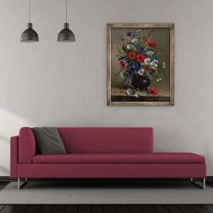 Tablou inramat - Eugene Henri Cauchois - Maci si margarete II, 50 x 60 cm - Img 2