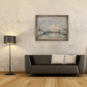 Tablou inramat - Eugene Louis Boudin - Amurgul pe docul comercial de la Le Havre, 60 x 80 cm - Img 2