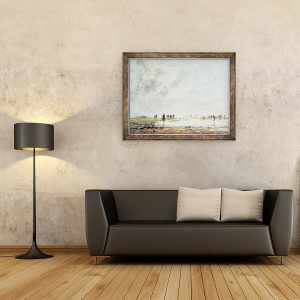 Tablou inramat - Eugene Louis Boudin - Mareea scazuta la Etaples, 60 x 80 cm - Img 2