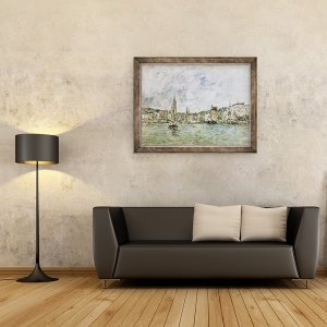 Tablou inramat - Eugene Louis Boudin - Portul din Honfleur, 60 x 80 cm - Img 2