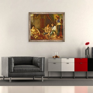 Tablou inramat - Ferdinand Victor Eugene Delacroix - Femeile din Alger in apartamentul lor, 50 x 60 cm - Img 2