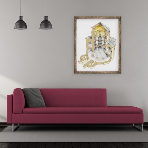 Tablou inramat - Fernando Aznar Cenamor - Capela Palatina. Aachen. Germania, 50 x 60 cm - Img 2