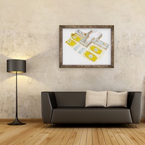 Tablou inramat - Fernando Aznar Cenamor - Palatul Versailles. Franta, 70 x 90 cm - Img 2