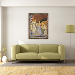Tablou inramat - Fra Angelico - Scene din viata lui Hristos, al treilea panou reprezentand coborarea in Limo detaliu al grupului inaintea lui Hristos, 60 x 80 cm - Img 2
