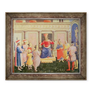 Tablou inramat - Fra Angelico - Sfintii Cosma si Damian si fratii lor in fata proconsulului Lysias, din predella altarul San Marco, 50 x 60 cm