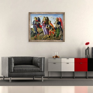 Tablou inramat - Francesco Botticini - Cei Trei Arhangheli si Tobias, 50 x 60 cm - Img 2