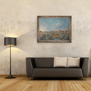 Tablou inramat - Francesco Guardi - Festivalul Bucintoro de la Venetia. Bacino di S. Marco cu Bucintoro, barja de stat a Dogilor, de Ziua inaltarii, 70 x 90 cm - Img 2