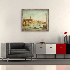 Tablou inramat - Francesco Guardi - Palatul Dogilor si Molo din Bazinul San Marco, Venetia, 70 x 85 cm - Img 2