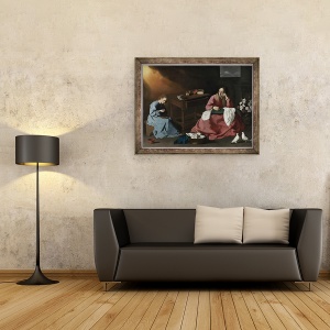 Tablou inramat - Francisco de Zurbaran - Hristos si Fecioara in Casa din Nazaret, 60 x 80 cm - Img 2