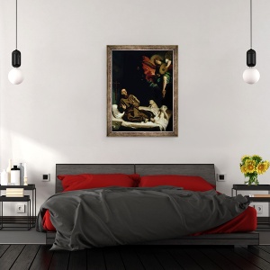 Tablou inramat - Francisco Ribalta - Sfantul Francisc mangaiat de un inger muzician, 60 x 80 cm - Img 3