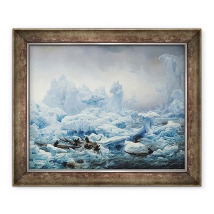 Tablou inramat - Francois Auguste Biard - Pescuitul pentru Morsa in Oceanul Arctic, 50 x 60 cm
